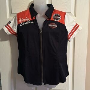 Harley Davidson women’s zip up collared shirt